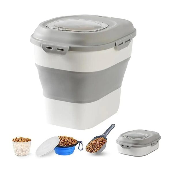 Collapsible Dog Food Container Large 50L Capacity with Measuring Cup and Spoon