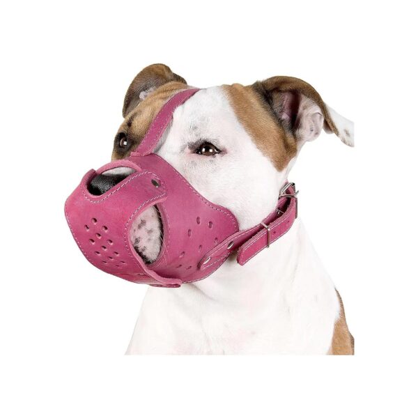 Collapsible Leather Muzzle for Large Medium Size Dogs with Adjustable Straps and Soft Fur