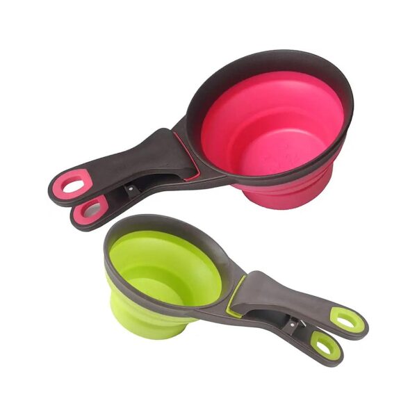 Collapsible Pet Food Measuring Cups Set with Adjustable Clip for Precise Feeding