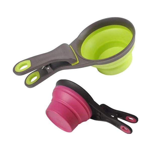 Collapsible Pet Food Scoop Measuring Cups with Bag Clip for Portable Feeding