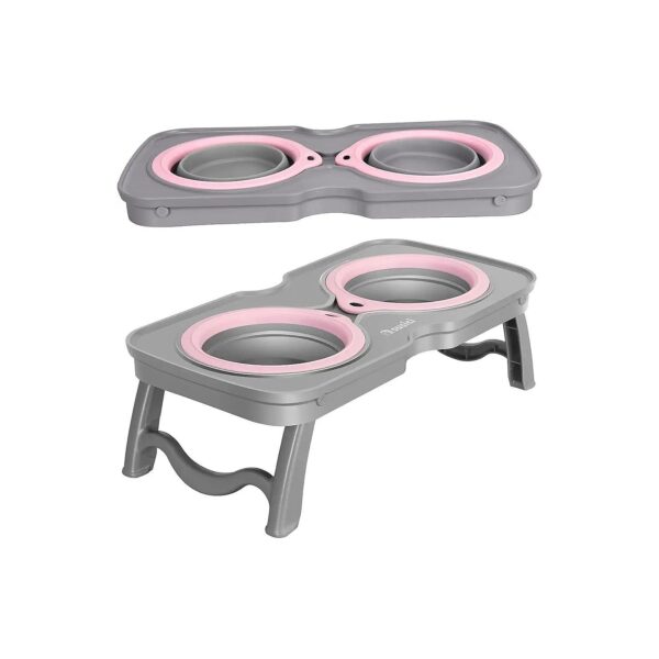 Collapsible Silicone Dog Bowls with 2 Removable Pet Feeding Bowls for Comfortable Feeding