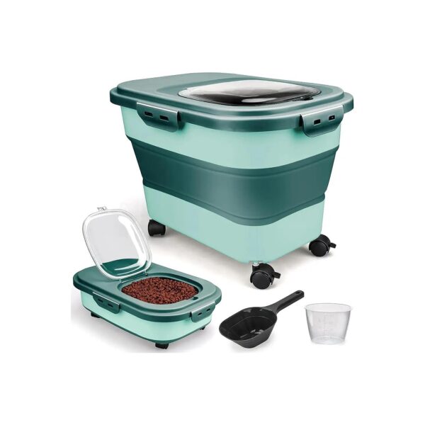 Collapsible Storage Container for Dog Food and Cat Food with Wheels