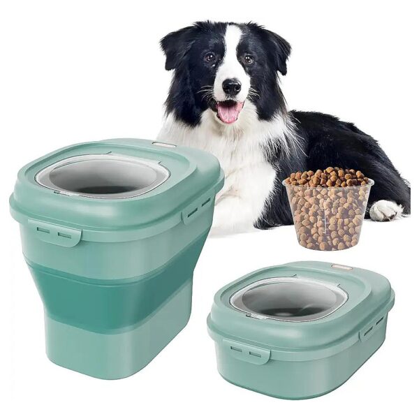 Collapsible Storage Container with Airtight Seal and Wheels for Pet Food and Birdseed