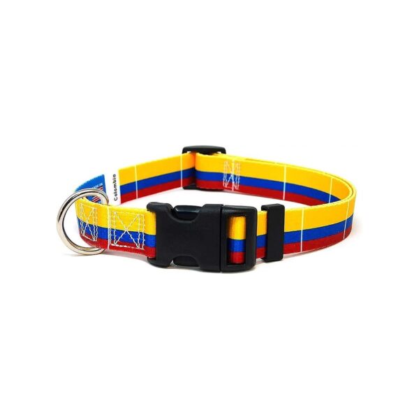 Colombia Flag Martingale Slip-On Dog Collar with Adjustable Medium Size and 3/4 inch Wide