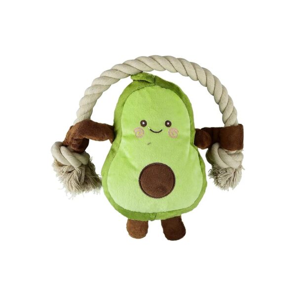 Colorful Avocado Fruit Themed Dog Toy with Squeaker and Rope for Canines