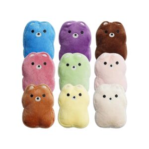 Colorful Bear Squeaky Dog Toys 9 Pieces Set for Small to Medium Dogs Relieving Anxiety