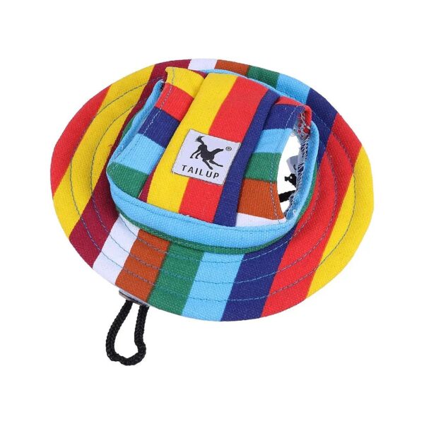 Colorful Canvas Stripe Pet Dog Sun Cap with Ear Holes for Small Breeds