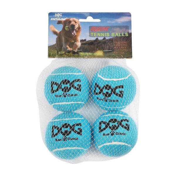 Colorful Squeaky Tennis Balls for Dogs with Internal Sealed Sound for Squeakiness 4 Pack