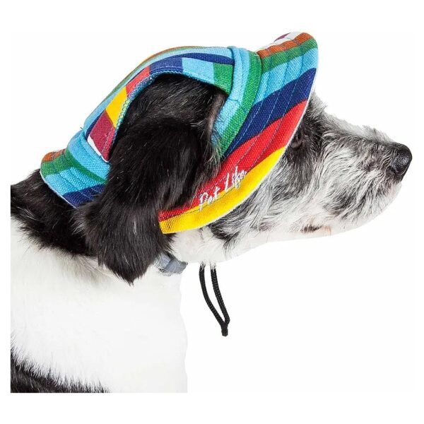 Colorfur Rainbow Dog Sun Hat with UV Protection Ear Holes and Adjustable Jaw Strap