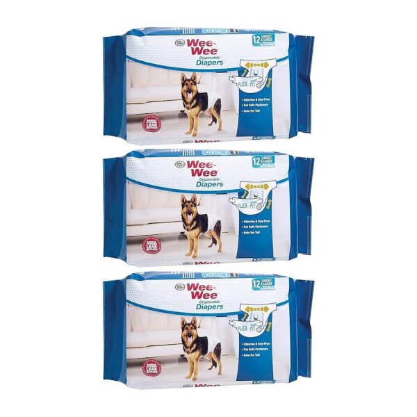 Comfort and Convenience Dog Diapers, 3 Pack Disposable Cotton Diapers for Large XL Dogs