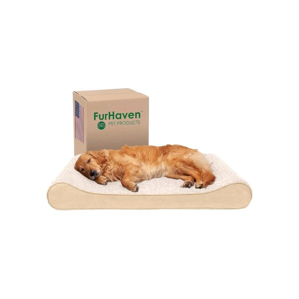 Comfort-Focused Dog Bed with Cooling Gel and Contoured Design for Large Dogs up to 75 lbs