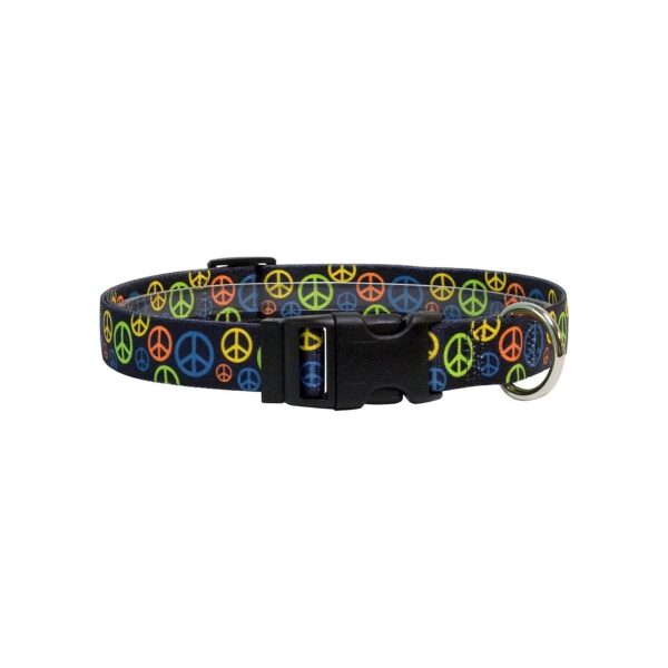 Comfortable 18-28 Inch Large Size Dog Collar with Peace Signs Pattern