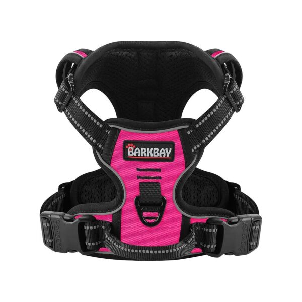 Comfortable Adjustable Dog Harness with Reflective Straps for Small Pink Dogs