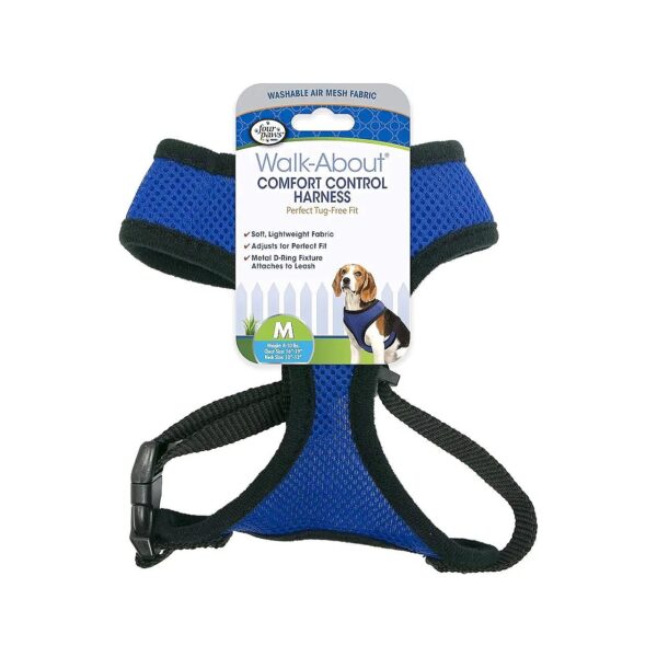 Comfortable Blue Medium Dog Harness for Small Pets with Back Hook Control