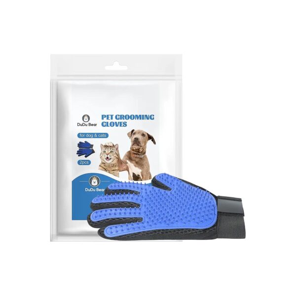 Comfortable Blue Pet Grooming Gloves for Gentle Hair Removal and Massage