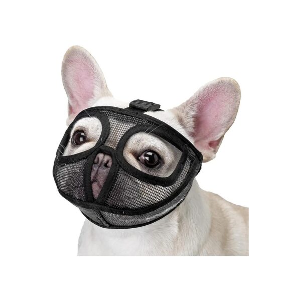 Comfortable Breathable Mesh Muzzle for French Bulldog English Bulldog Puppy Pet S Black