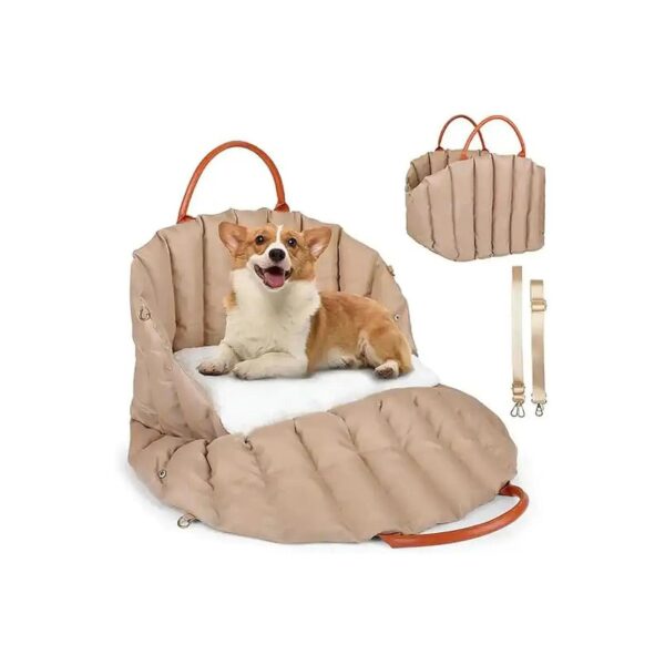 Comfortable Car Dog Seat with Cushion and Safety Leash for Small Medium Dogs