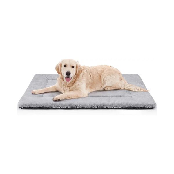 Comfortable Cotton Dog Bed for Kennels and Crates, 42" x 28", Grey, Machine Washable