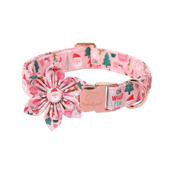 Comfortable Cotton Dog Collars with Size-Adjustable Metal Buckle and Christmas Bow Tie