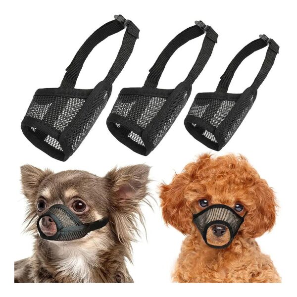 Comfortable Dog Muzzle Suits for Small Dogs, Includes Three Pieces with Mesh Design