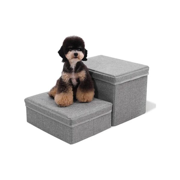 Comfortable Grey Pet Steps for Small Medium Dogs Storage Small Medium Breeds