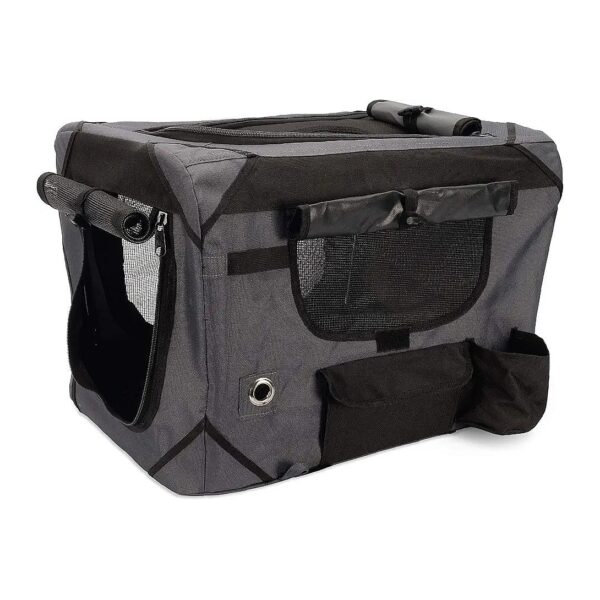 Comfortable Grey and Black Soft Crate for Dogs with Storage - Easy to Clean and Secure