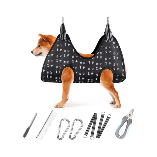 Comfortable Grooming Hammock for Large Dogs with Nail Trimming and Comb