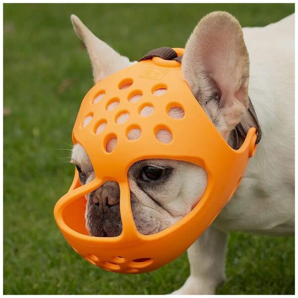 Comfortable Orange Bulldog Muzzle for Biting and Chewing Training