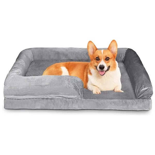 Comfortable Orthopedic Dog Bed with Bolsters and Non-Slip Bottom for Small to Medium Pets