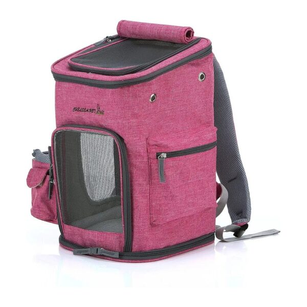 Comfortable Pet Backpack with Spacious Inner Space, 3 Openings, and Soft Peach Red Color