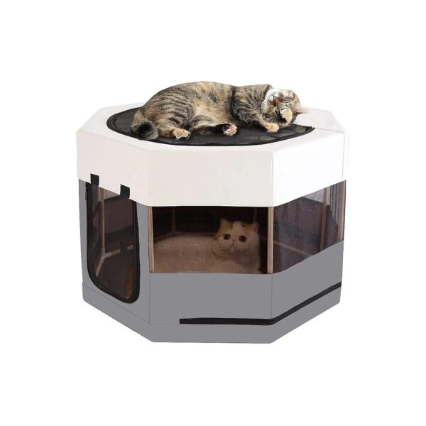 Comfortable Pet Playpen with Mist Wood Frame for Small Animals and Kittens