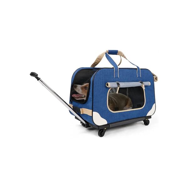 Comfortable Pet Rolling Carrier for Medium Large Pets with Adjustable Handle