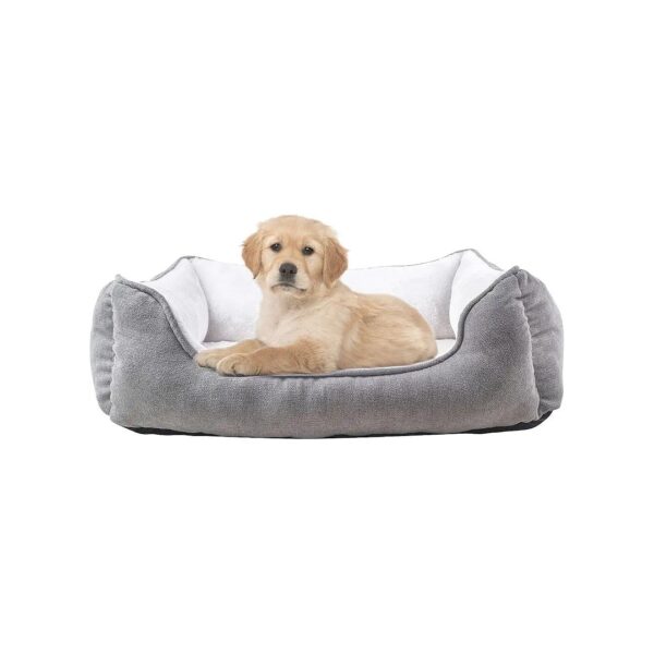 Comfortable Plush Pet Bed with Orthopedic Support 25x21x8 Gray