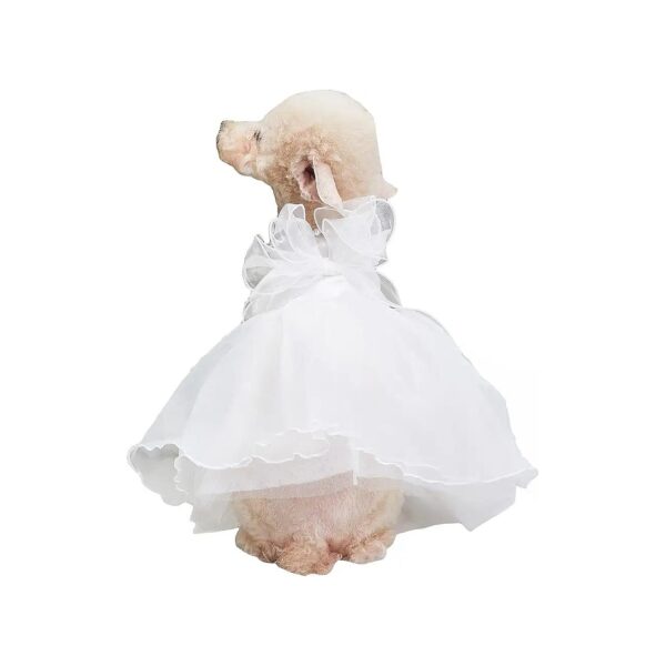 Comfortable Polyester Bowknot Princess Dress with Contrast Mesh for Medium Dog and Kitten