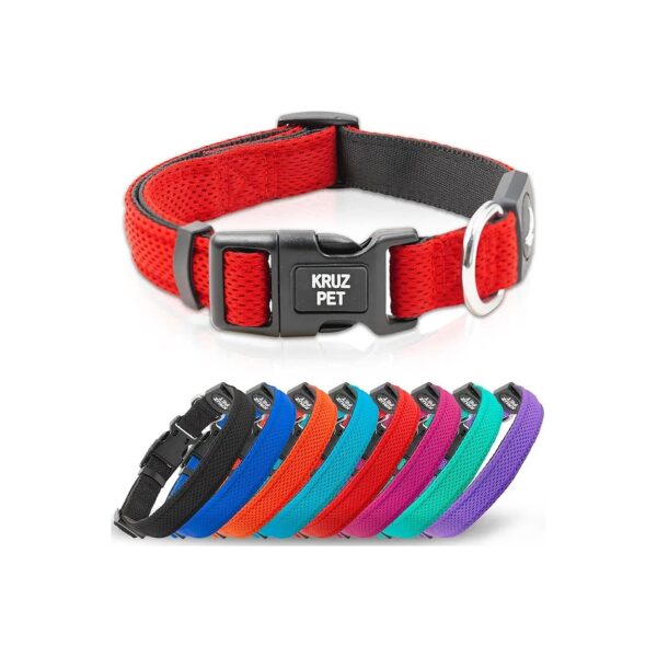 Comfortable Red Dog Collar with Adjustable Size and Tri-Glide for Custom Fit