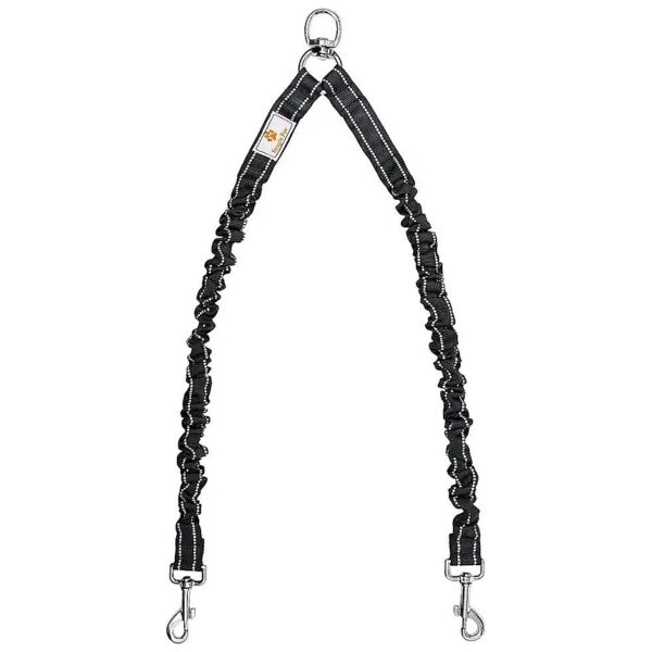 Comfortable Shock Absorbing Reflective Bungee Leash for Walking Two Dogs with Ease