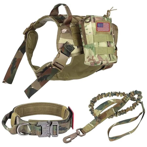 Comfortable Tactical Dog Harness for Medium Large Dogs with Molle Pouch and Patch