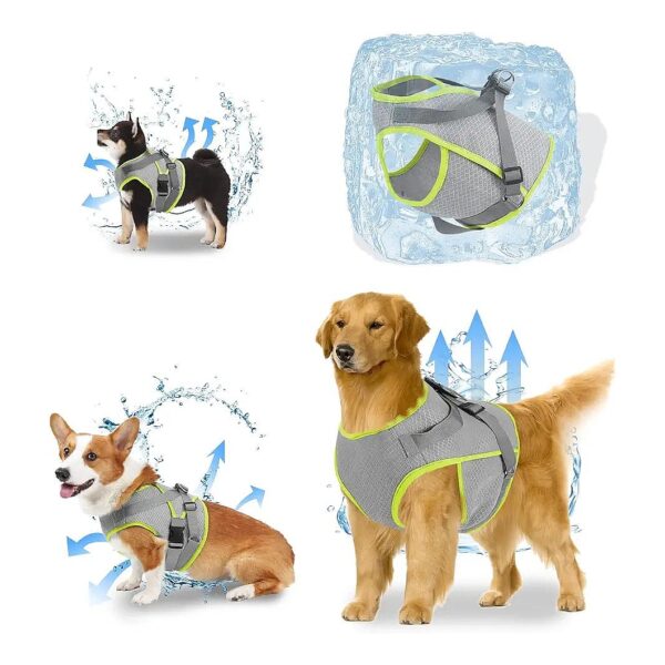 Comfortable and Adjustable Grey Dog Cooling Vest for Outdoor Activities