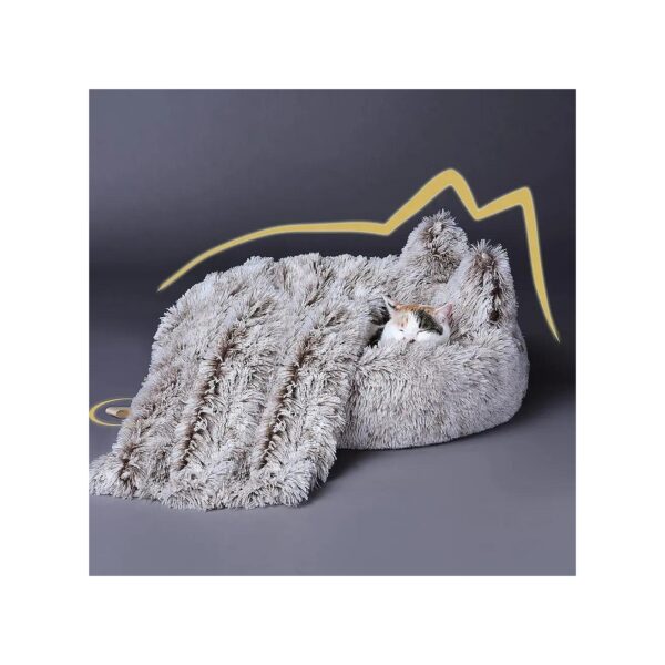 Comfortable and Cozy Cat Bed with Soft Blanket and Fluffy Cushion for Indoor Pets