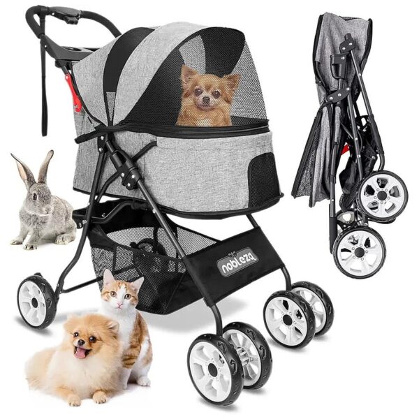 Comfortable and Durable 4-Wheel Pet Stroller for Medium Small Dogs Up to 33 Pounds