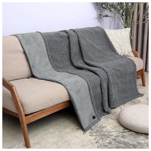 Comfortable and Durable Blanket for Couples and Pets with Waterproof Coating Grey