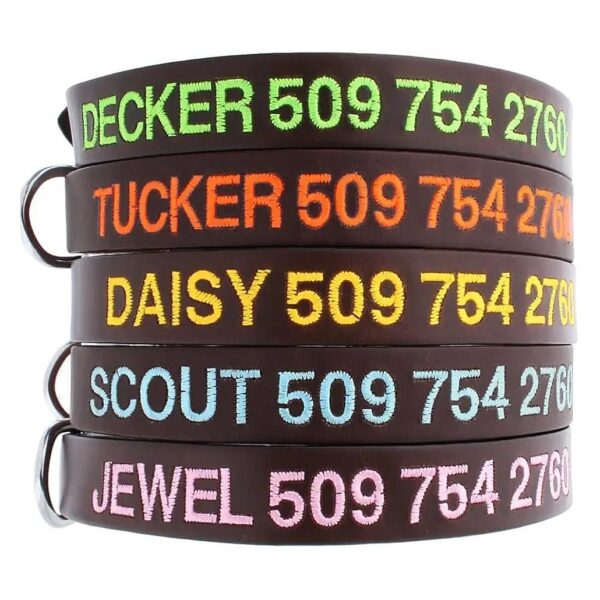 Comfortable and Durable Leather Dog Collars with Adjustable Sizes and Color Options