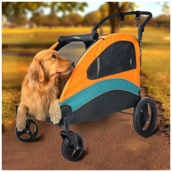 Comfortable and Durable Pet Stroller for Large Dogs with 360-Degree Wheels