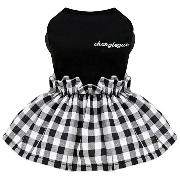 Comfortable and Lightweight Dog Dress for Small Dogs Girl Black Plaid