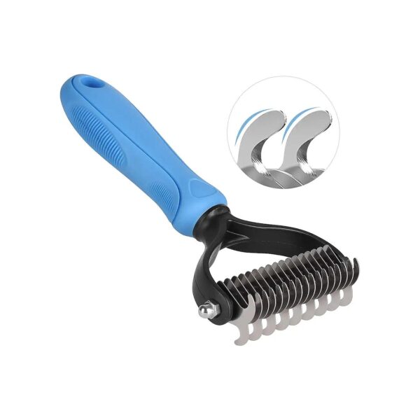 Comfortable and Non-Slip Handle Dematting Rake for Everyday Pet Grooming and Hair Care