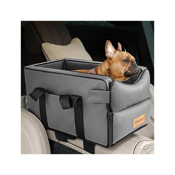 Comfortable and Safe Leather Dog Car Seat with Easy Cleaning Features for Small Pets