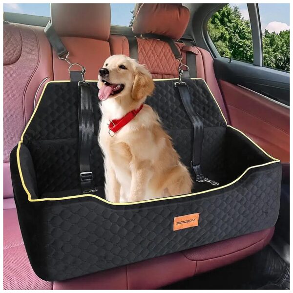 Comfortable and Secure Black Dog Car Seat for Large Dogs Under 60 LBS