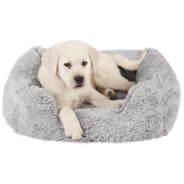 Comforting Grey Orthopedic Memory Foam Dog Bed for Small Side Sleepers with Easy Entry