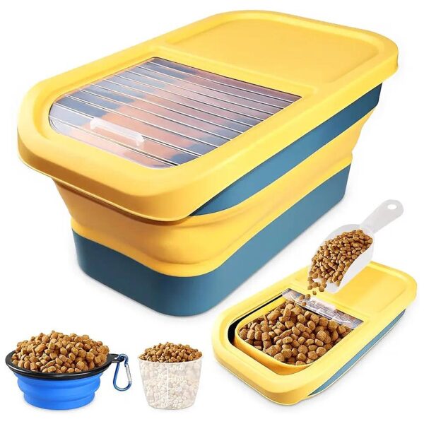 Compact Collapsible Pet Food Storage Container for Easy Storage