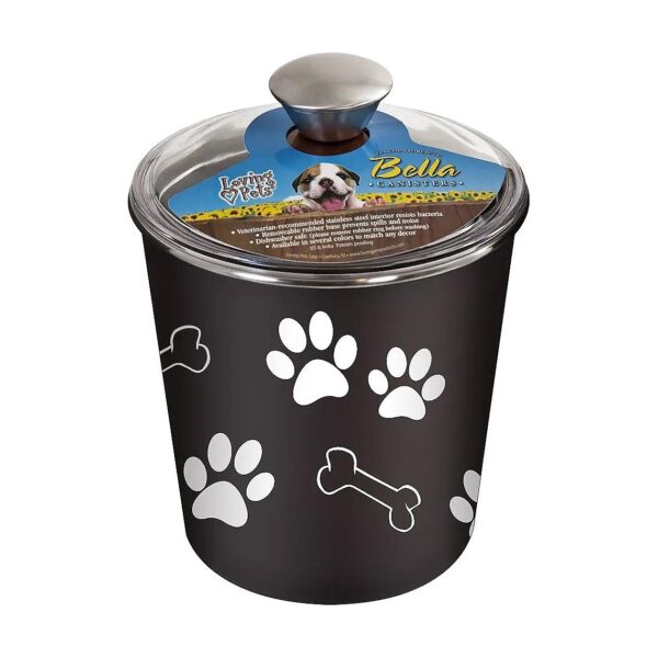 Compact Dog Food Storage Container with Stainless Steel and Plastic Espresso Components